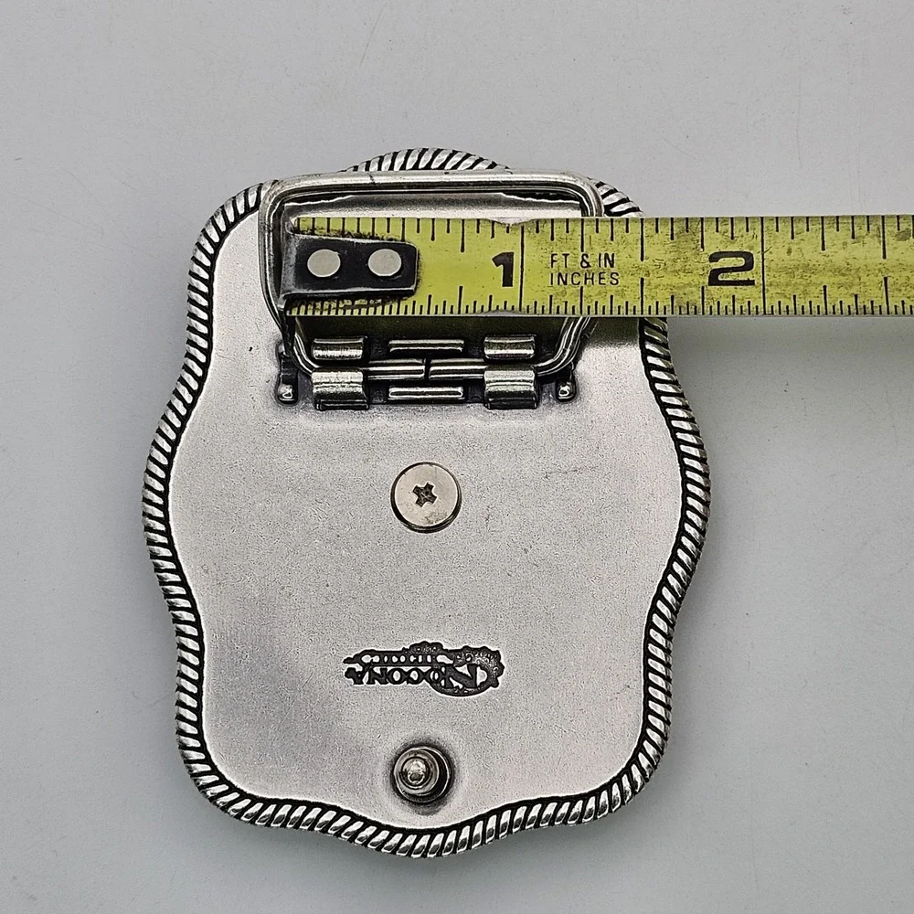 Nocona Western‎ Belt Buckle Bull Rider Rope Edge Rectangular Silver Tone Stars